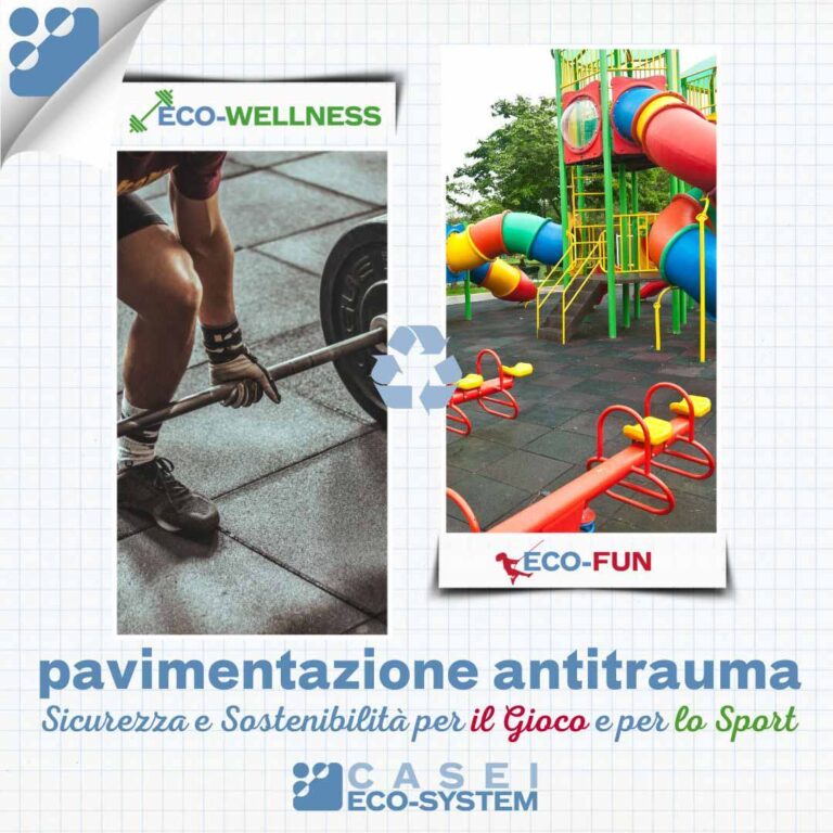 Pavimentazione antitrauma in gomma riciclata per gioco e sport