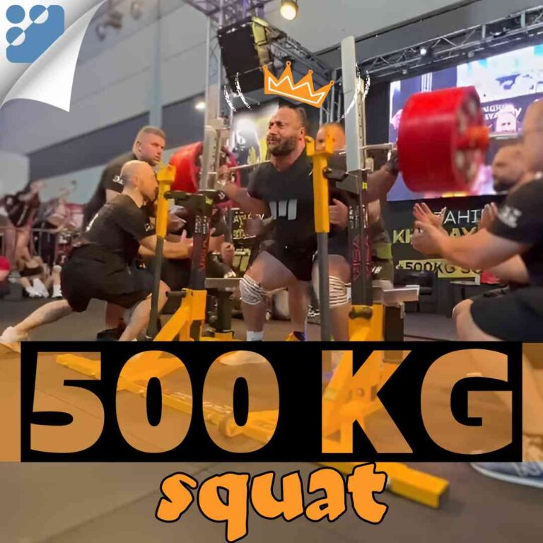 Zahir Khudayarov haciendo un sentadillo de 500 kg en RiminiWellness